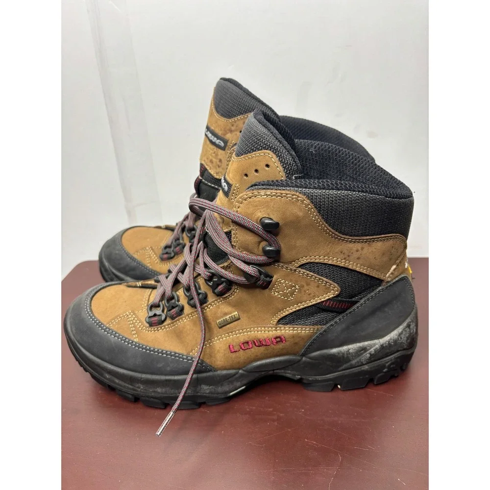 Lowa Gore-Tex Hiking Boots Mens 10 Brown Black Waterproof Mid Top Slovakia Made